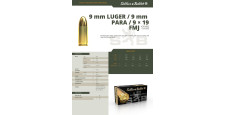 BOITE DE 50 CARTOUCHES SELLIER BELLOT CAL.9x19 / 9 PARABELLUM / 9 LUGER FMJ 124GRS - CATEGORIE B