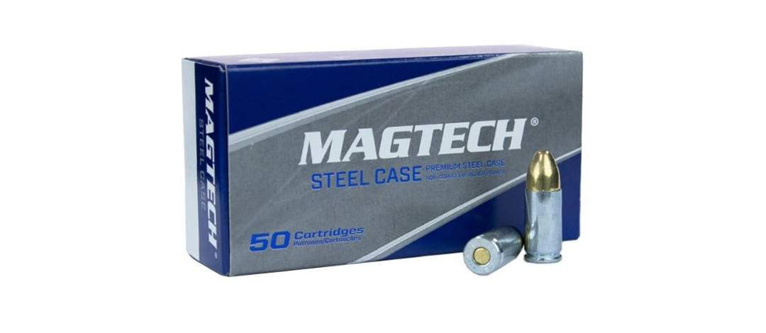 BOITE DE 50 CARTOUCHES MAGTECH CAL.9x19 / 9 PARABELLUM / 9 LUGER FMJ 124GRS ETUI ACIER - CATEGORIE B