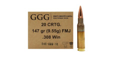 BOITE DE 20 CARTOUCHES GGG CAL.308WIN FMJ 147GR