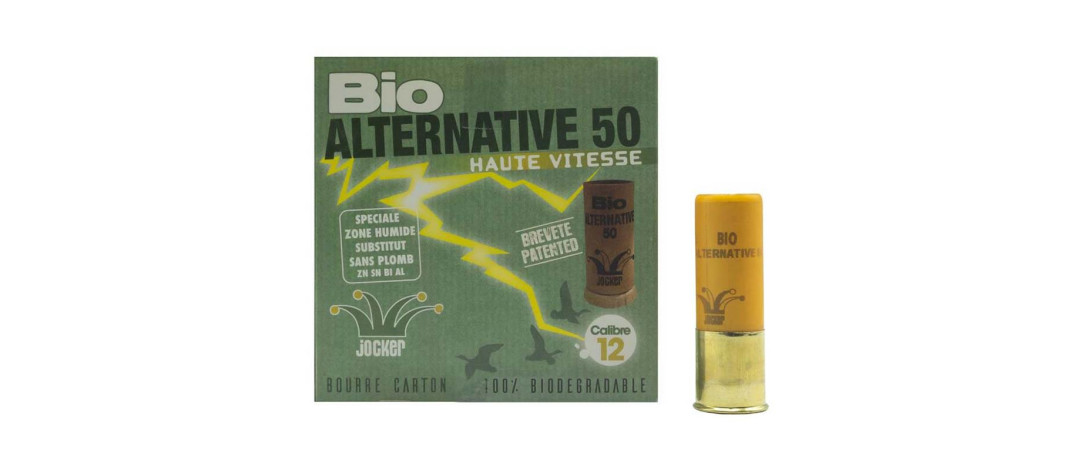 BOITE DE 25 CARTOUCHES JOCKER BIO ALTERNATIVE 50 CAL.12/76 34G SUBSTITUT PLP N°4 - HAUTE PRESSION