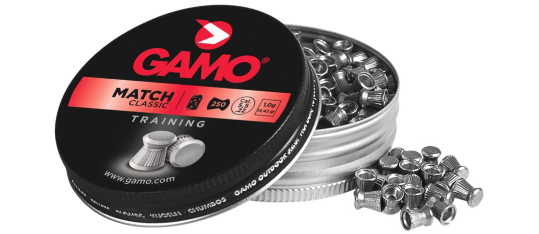 BOITE DE 250 BALLES A AIR PLOMBS GAMO TÊTE PLATE CAL.5.5 MATCH CLASSIC TRAINING