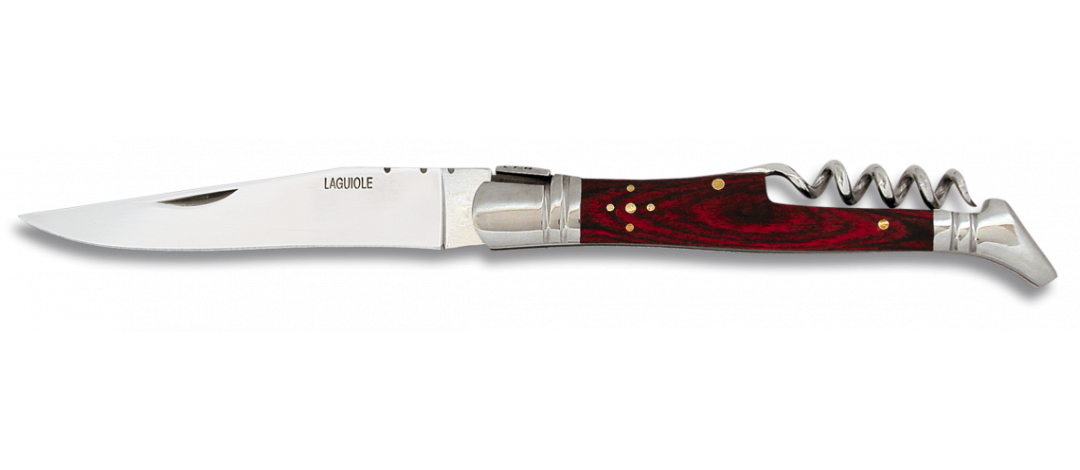 Couteau pliant Laguiole Tradition Stamina Rouge lame 9.6cm avec tire-bouchon