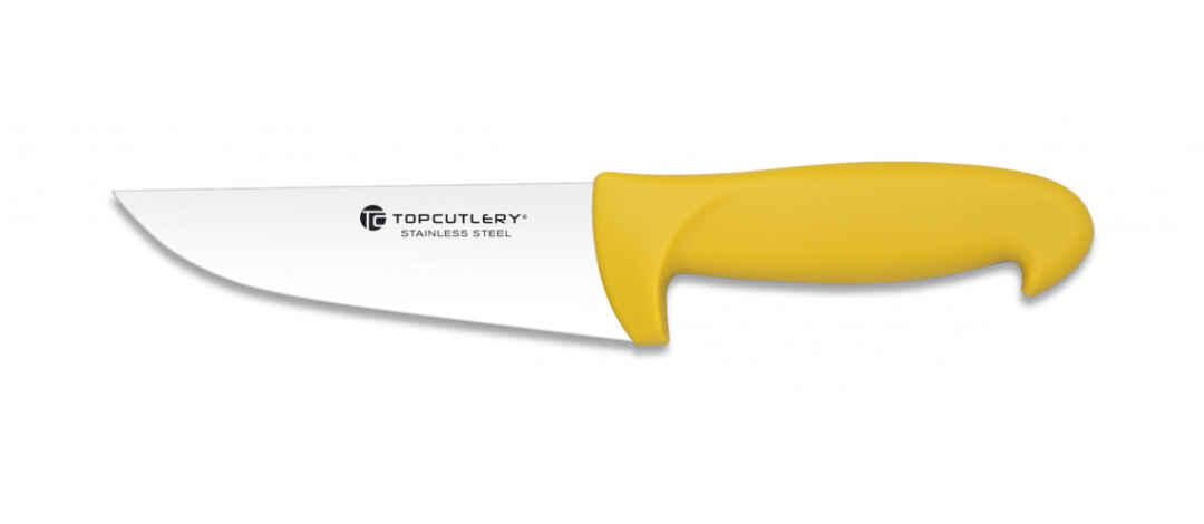 Couteau de cuisine multiusages manche polymere jaune et lame large de 13cm