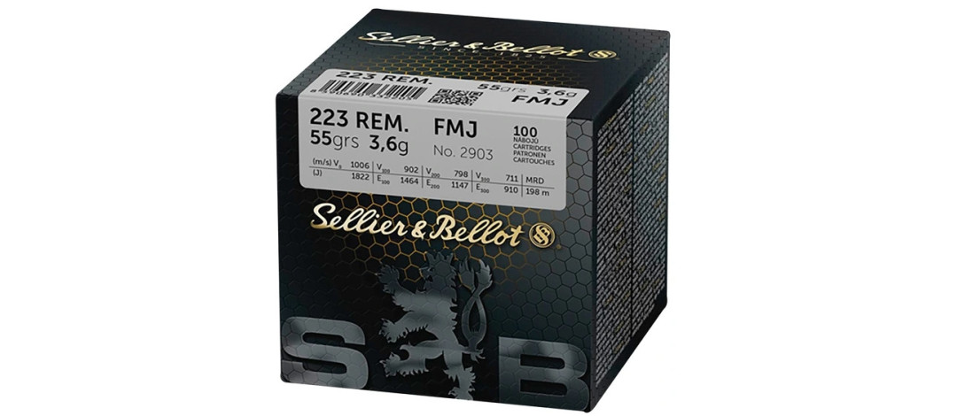BOITE DE 100 CARTOUCHES SELLIER BELLOT CAL.223REM FMJ 55GRS - CATEGORIE B