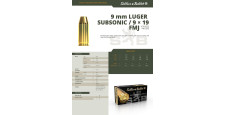 BOITE DE 50 CARTOUCHES SELLIER BELLOT SUBSONIQUES CAL.9x19 / 9 PARA / 9 LUGER FMJ 140GRS - CATEGORIE B