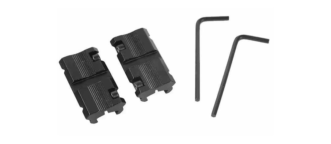 PAIRE D'ADAPTATEURS CONVERTISSEURS RAILS 11MM EN 22MM AVEC VERROUILLAGES