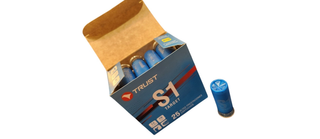 CARTON DE 250 CARTOUCHES DE SPORT TRUST TRAP S1 28G BOURRE JUPE CAL.12/70 PLOMB 7.5
