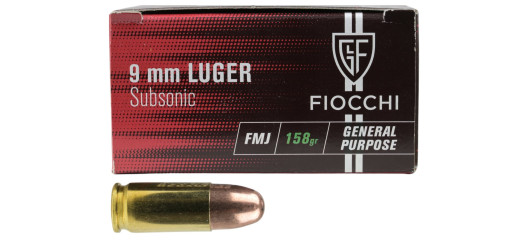 BOITE DE 50 CARTOUCHES FIOCCHI SUBSONIQUES CAL.9x19 / 9 PARA / 9 LUGER FMJ 158GRS - CATEGORIE B