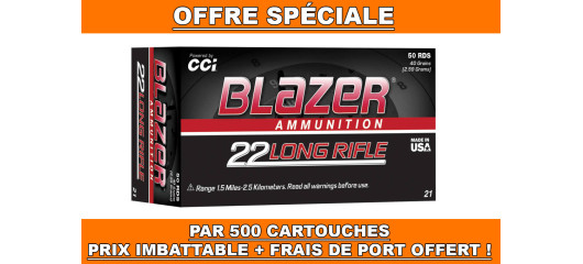 OFFRE ECO - BOITE DE 500 CARTOUCHES CCI BLAZER CAL.22LR 40GR