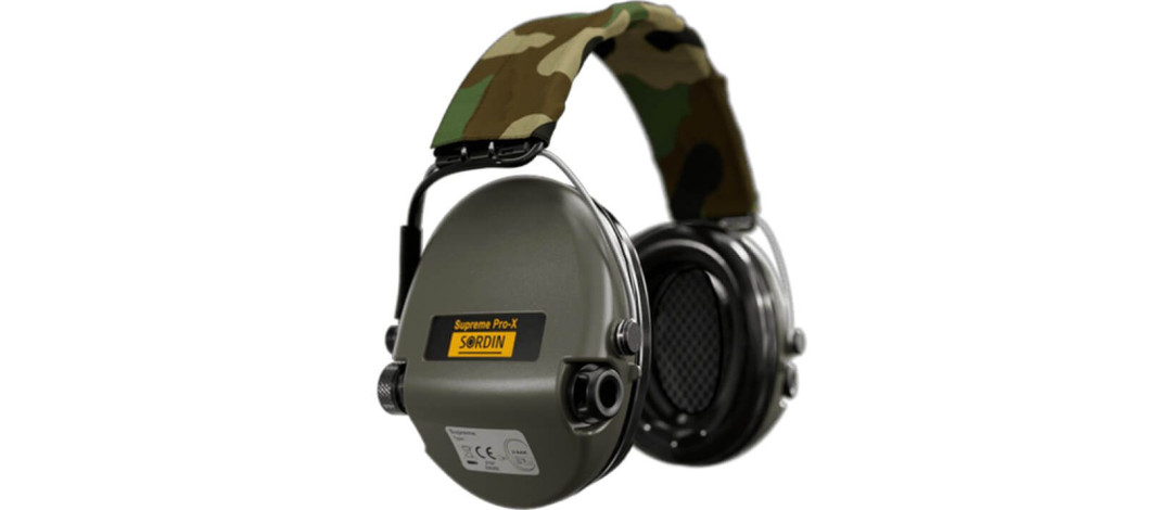 CASQUE ANTI BRUIT ELECTRONIQUE SORDIN SUPREME PRO-X VERT BANDEAU CAMO COUSSINS PVC