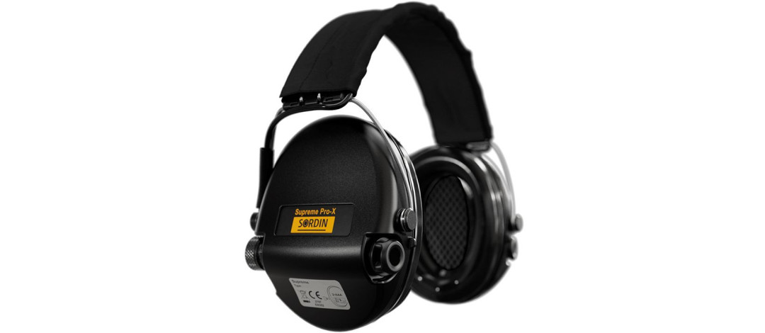 CASQUE ANTI BRUIT ELECTRONIQUE SORDIN SUPREME PRO-X NOIR BANDEAU NOIR COUSSINS PVC