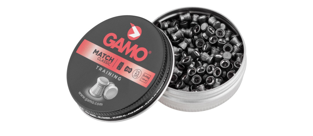 BOITE DE 500 BALLES A AIR PLOMBS GAMO TÊTE PLATE CAL.4.5 MATCH CLASSIC TRAINING