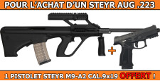 OFFRE STEYR - PACK PROMO STEYR AUG A3 CAL.223R AVEC LUNETTE STEYR x1.5 + 1 PISTOLET STEYR M9-A2 CAL.9x19 OFFERT !