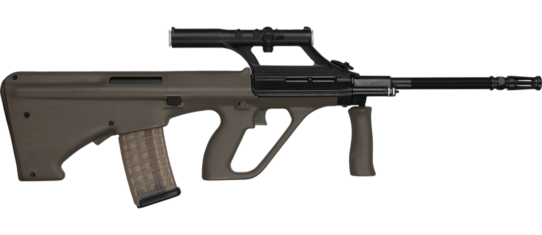 CARABINE DE TIR STEYR AUG Z SA QCB ARMY OLIVE AVEC LUNETTE STEYR x1.5 CAL.223 Rem. CANON 508mm