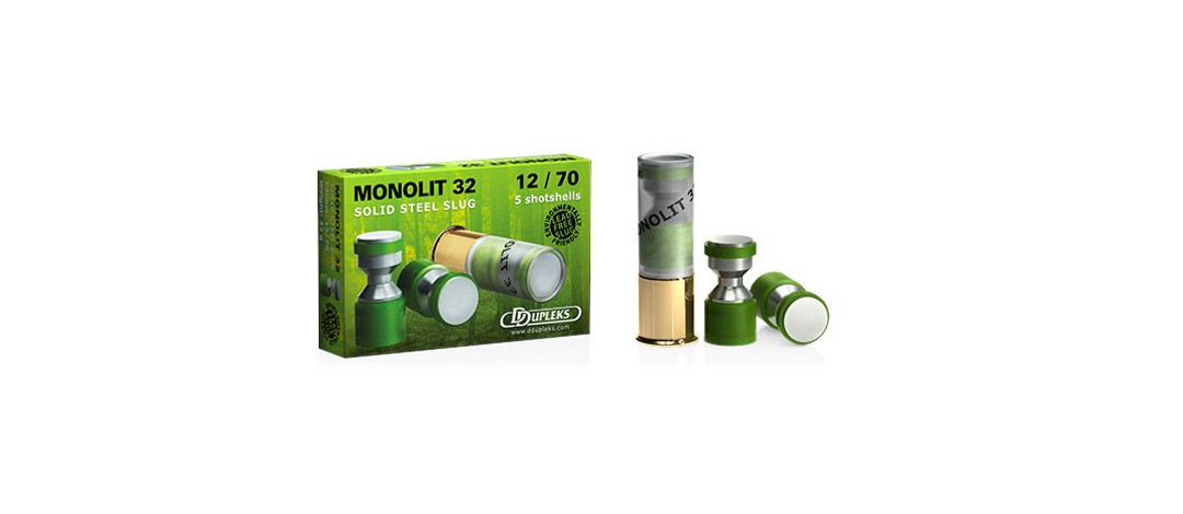 BOITE DE 5 CARTOUCHES DDUPLEKS MONOLIT 32 CAL.12/70 SLUG ACIER