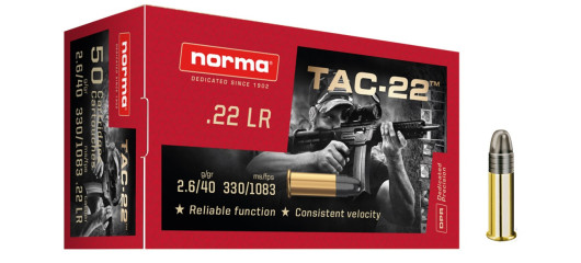 BOITE DE 50 CARTOUCHES NORMA TAC-22 CAL.22LR RN 40GR