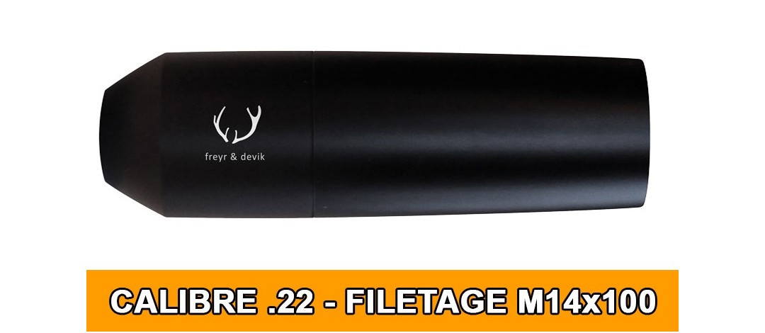 MODERATEUR DE SON FREYR&DEVIK 196 CAL.22 (.222 / .223) FILETAGE M14x100