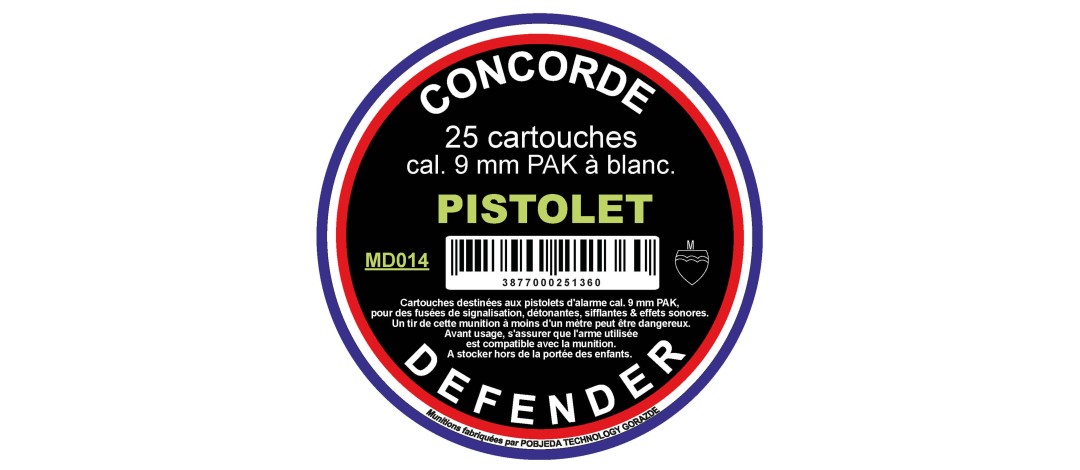 BOITE DE 25 CARTOUCHES POUR PISTOLET A BLANC CAL.9MM PAK