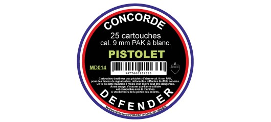 BOITE DE 25 CARTOUCHES POUR PISTOLET A BLANC CAL.9MM PAK