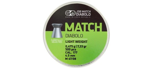 BOITE DE 500 DIABOLO MATCH GREEN TETE PLATE JSB CAL.4.5 - 7.33gr