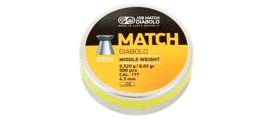 BOITE DE 500 DIABOLO MATCH YELLOW MEDIUM TETE PLATE JSB CAL.4.5 - 8.02gr