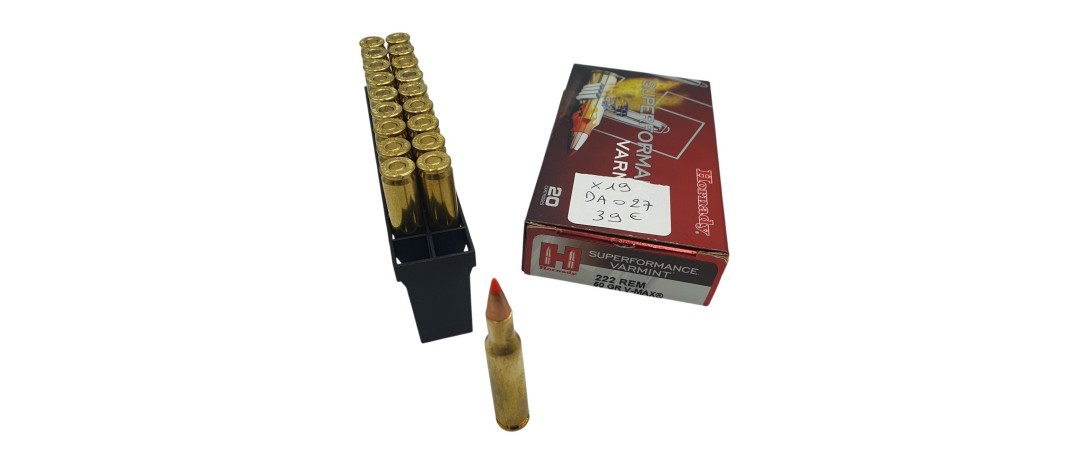 DESTO AMMO - BOITE DE 19 MUNITIONS HORNADY 222REM V-MAX 50GR