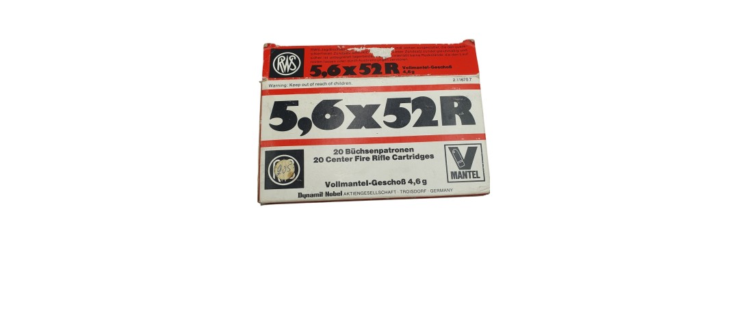 DESTO AMMO - BOITE DE 19 MUNITIONS RWS CAL.5.6x52R FMJ 71Gr V - MANTEL