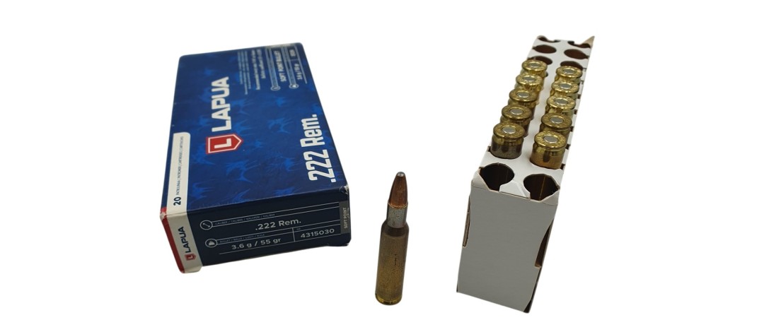 DESTO AMMO - BOITE DE 11 MUNITIONS LAPUA CAL.222REM SOFT POINT 55GR