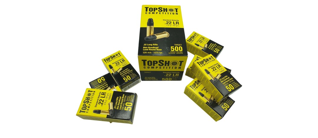 DESTO AMMO - LOT DE 850 CARTOUCHES TOP SHOT 22LR RN 40Gr