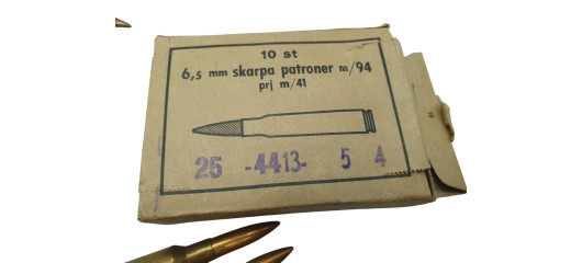 DESTO AMMO - LOT DE 39 MUNITIONS SURPLUS MILITAIRE 6.5x55SE AVEC CLIP