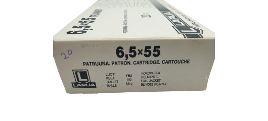 DESTO AMMO - BOITE DE 20 CARTOUCHES LAPUA CAL.6.5x55SE 100Grs FMJ