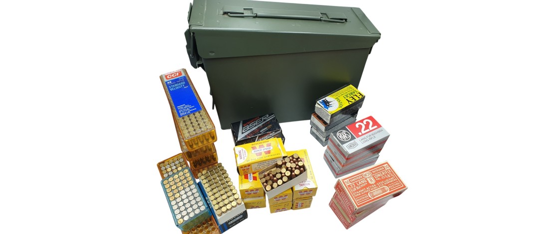 DESTO AMMO - LOT DE 1475 MUNITIONS CAL.22LR + CAISSE RANGEMENT MILITAIRE NEUVE