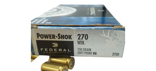DESTO AMMO - BOITE DE 16 MUNITIONS FEDERAL CAL.270WIN POWER SHOK SOFT POINT RN 150GRS