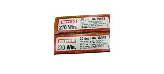 DESTO AMMO - LOT DE 2 BOITES DE 20 MUNITIONS NORMA CAL.270WIN DEMI BLINDÉ 130GRS