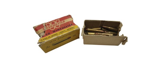 DESTO AMMO - LOT DE 19 CARTOUCHES DE COLLECTION WINCHESTER 25-20WCF AVEC BOITE D'ORIGINE