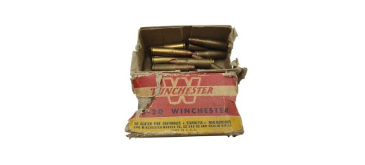 DESTO AMMO - LOT DE 19 CARTOUCHES DE COLLECTION WINCHESTER 25-20WCF AVEC BOITE D'ORIGINE