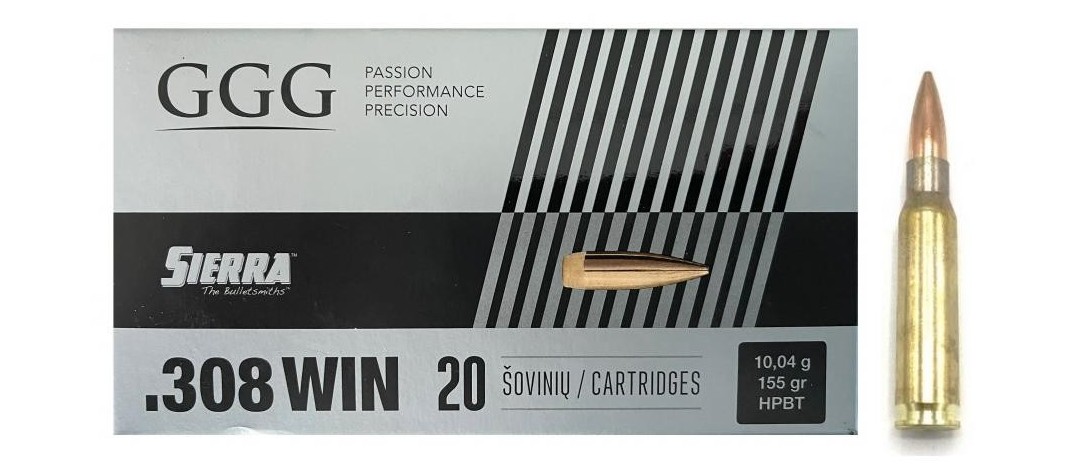 BOITE DE 20 CARTOUCHES GGG CAL.308WIN HPBT SIERRA MATCHKING 155GR