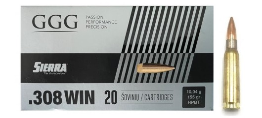 BOITE DE 20 CARTOUCHES GGG CAL.308WIN HPBT SIERRA MATCHKING 155GR