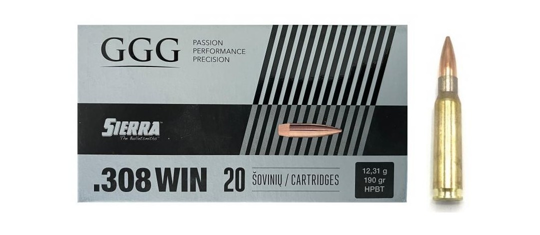 BOITE DE 20 CARTOUCHES GGG CAL.308WIN HPBT SIERRA MATCHKING 190GR