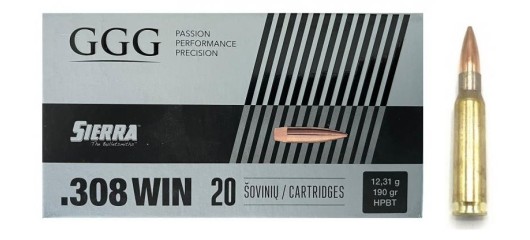 BOITE DE 20 CARTOUCHES GGG CAL.308WIN HPBT SIERRA MATCHKING 190GR