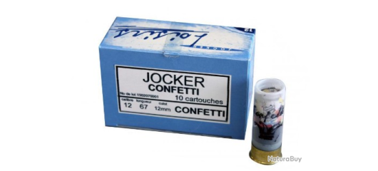BOITE DE 10 CARTOUCHES A CONFETTI JOCKER CAL.12/67