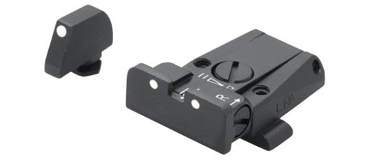 HAUSSE REGLABLE ET GUIDON A POINTS BLANC LPA SPR POUR GLOCK 17 A 48 - Gen. 3-4-5
