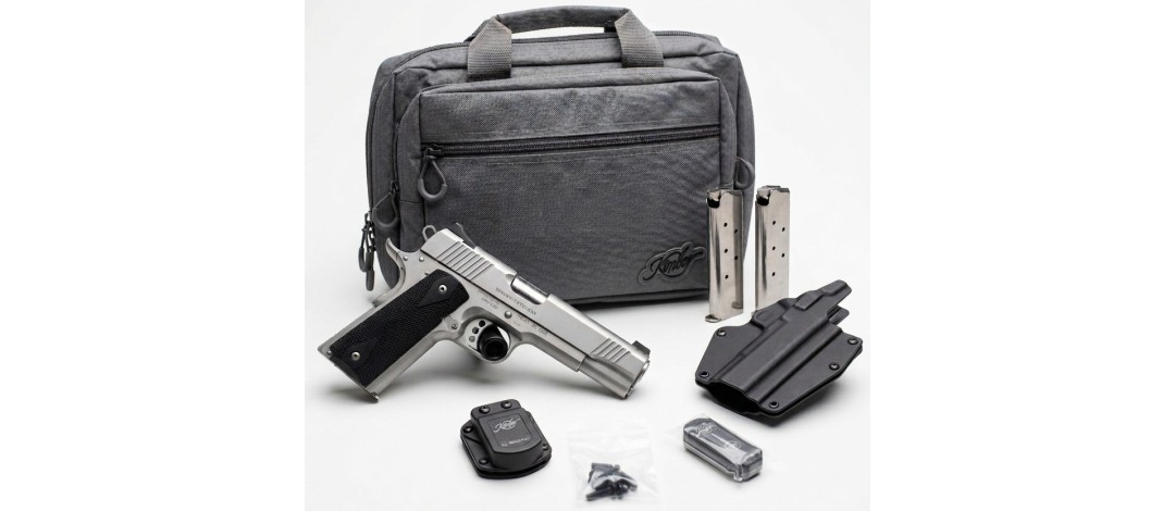 KIMBER SURPRISE ! PISTOLET KIMBER 1911 CUSTOM LW INOX CAL.45ACP CLUB BUNDLE