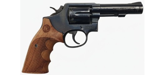 OCCASION - REVOLVER SMITH&WESSON MODEL 10-8 CALIBRE 38SP CANON 4" PLAQUETTES ERGONOMIQUES BOIS