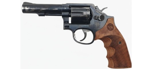 OCCASION - REVOLVER SMITH&WESSON MODEL 10-8 CALIBRE 38SP CANON 4" PLAQUETTES ERGONOMIQUES BOIS