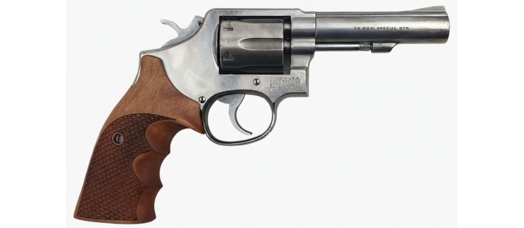 OCCASION - REVOLVER SMITH&WESSON MOD.64-3 INOX CAL.38SP CANON 4" PLAQUETTES ERGONOMIQUES BOIS