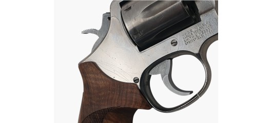 OCCASION - REVOLVER SMITH&WESSON MOD.64-3 INOX CAL.38SP CANON 4" PLAQUETTES GRAND LUXE 4 ETOILES
