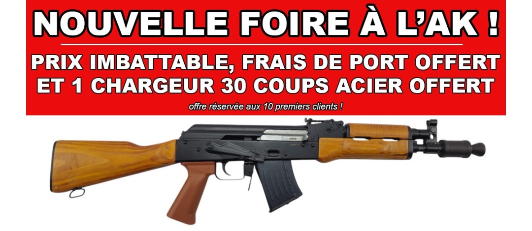 FOIRE AK - CARABINE WBP AK MINI JACK BOIS CAL.7.62x39 + 1 CHARGEUR 30 COUPS OFFERT !