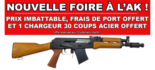 FOIRE AK - CARABINE WBP AK MINI JACK BOIS CAL.7.62x39 + 1 CHARGEUR 30 COUPS OFFERT !