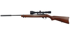 RUGER OCCASION - CARABINE SEMI-AUTO RUGER 10/22 FILETÉE CAL.22LR + LUNETTE SIMMONS 3-9x50 + MODERATEUR
